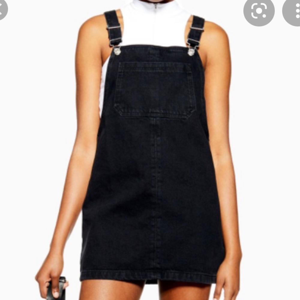 Topshop Moto Black Denim Overall Dress in size 4